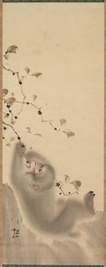 枝にぶら下がっている猿、1780。 作： Mori Sosen