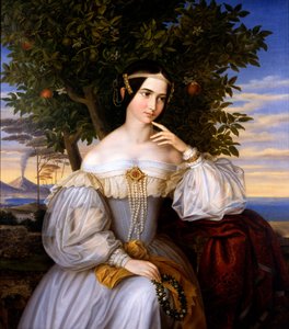 シャーロット・ド・ロスチャイルドの結婚の肖像、1836年。 作： Moritz Daniel Oppenheim
