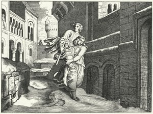 アインハルトとエマ（エングレービング 作： Moritz Ludwig von Schwind