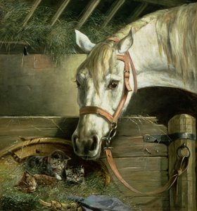 馬と子猫、1890 作： Moritz Muller