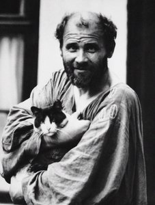 グスタフ クリムトと猫、1911 年。 作： Moritz Nähr