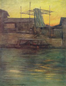 「裏運河、大阪」、c1887、1901 作： Mortimer L Menpes