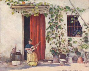 コートヤード、セビリア、1903年。 作： Mortimer L Menpes
