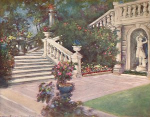 「庭園、ローマ」、1903 作： Mortimer L Menpes