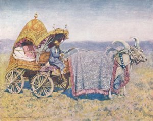 「ビカニールの先住民牛車」、1903 年。 作： Mortimer L Menpes