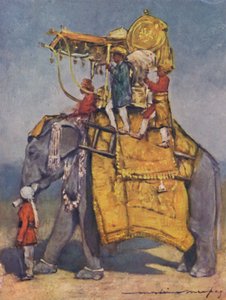 すべての装具をつけた状態の象」1903年 作： Mortimer L Menpes