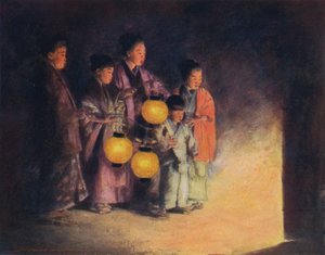 「ランタンの光によって」、c1887、1901