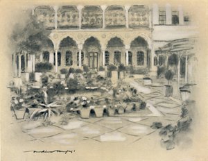 「ダマスカスの中庭」、1903 作： Mortimer L Menpes