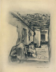 「セビリアの中庭」、1903 年。 作： Mortimer L Menpes