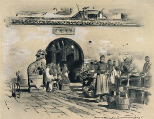 「上海の街で」、1903 作： Mortimer L Menpes
