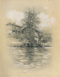 スリナガルの川の住居、1903 作： Mortimer L Menpes