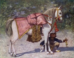 ラオ・オブ・カッチの従者である有名な導かれた馬 作： Mortimer Ludington Menpes