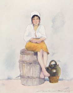 小さな水運び（カラーリトグラフ） 作： Mortimer Ludington Menpes