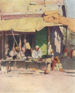 ペシャウールの肉屋、1905年 作： Mortimer Ludington Menpes