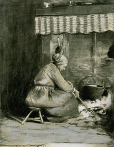 昔ながらの囲炉裏 作： Mortimer Ludington Menpes