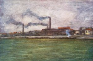工場の煙突 作： Mortimer Ludington Menpes