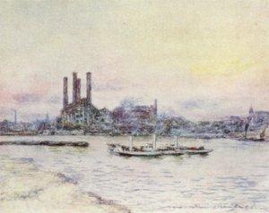 バタシーブリッジから 作： Mortimer Ludington Menpes