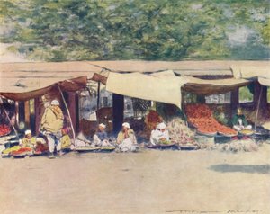 ペシャワルの市場の日、1905年 作： Mortimer Ludington Menpes