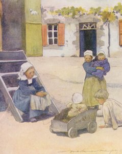 ポン＝アヴェンの「広場」でのプレー（カラーリトグラフ） 作： Mortimer Ludington Menpes