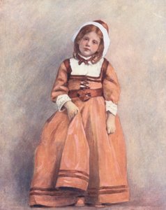 世界の子供たちアメリカン、サーモン・ガウン（カラーリトグラフ） 作： Mortimer Ludington Menpes