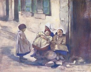 世界の子供たちブルトン、ある家族（カラーリトグラフ） 作： Mortimer Ludington Menpes