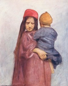 世界の子供たち腕いっぱいのカシミア（カラーリトグラフ） 作： Mortimer Ludington Menpes