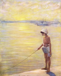 世界の子供たちチンガル語、漁業（カラーリトグラフ） 作： Mortimer Ludington Menpes