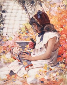 世界の子供たちフランス、音楽院にて（カラーリトグラフ） 作： Mortimer Ludington Menpes
