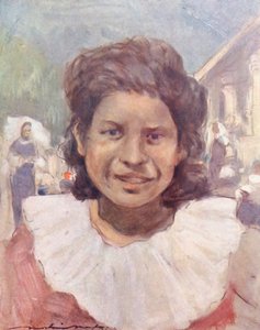 世界の子供たちメキシカン、メキシカン・ガール（カラーリトグラフ） 作： Mortimer Ludington Menpes