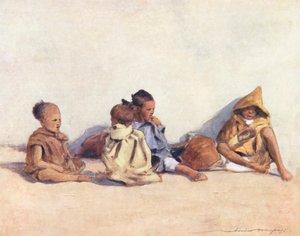 世界の子供たちムーア人、遊ぶ（カラーリトグラフ） 作： Mortimer Ludington Menpes