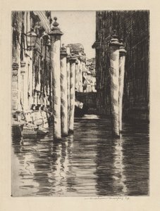 狭い運河、ヴェネツィア 作： Mortimer Menpes