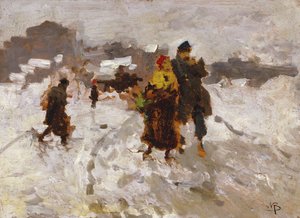 雪の中の人物、 作： Mose Bianchi