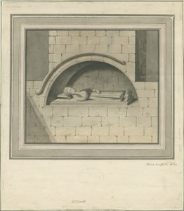 エルフォード教会-「スタンリーモニュメント」：水彩画、nd [？18セント] 作： Moses Griffiths