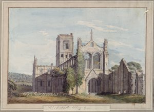 カークストール修道院の北西の眺め、1777年 作： Moses Griffiths