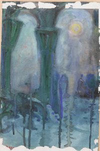 夜の反射、ヴェネツィア（紙に水彩） 作： Moses J. Adams