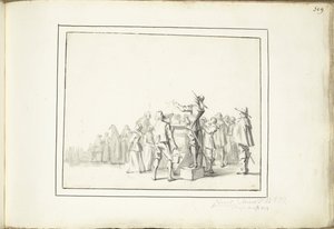 マーケット広場のアナウンサー 作： Moses Ter Borch