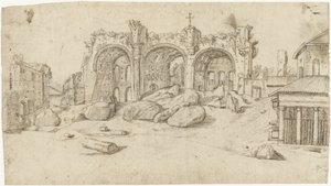 マクセンティウスとコンスタンティヌス大聖堂の遺跡、ローマ 作： Moses Ter Borch