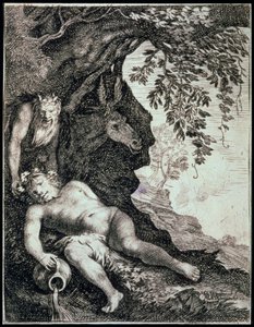 「酔ったシレノス」、17 世紀 作： Moses van Uyttenbroeck