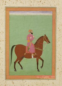 ラージクライヴアルバムの乗馬のムガールアミール、1670〜80年 作： Mughal School