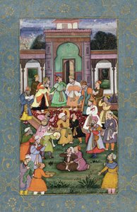ワーリングダービッシュのグループ、ラージクライブアルバム、c.1595（紙に金が塗られた不透明なトイレ）から