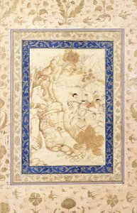 狩猟シーンc。 1660-80 作： Mughal School