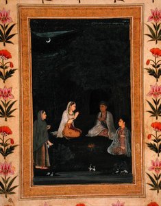 夜のアシュラムを訪れる女性（Small Clive Albumより 作： Mughal School