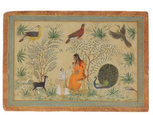 庭の高貴な女性、1740年頃 作： Mughal School