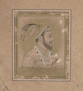 シャー・ジェハンの肖像、17世紀頃（水彩と金のインク） 作： Mughal School