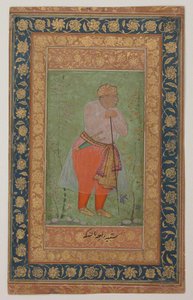 琥珀のラジャ・マン・シン1世 1590年頃（紙にインク、不透明水彩、金彩 作： Mughal School