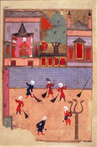 Street Sweepers ニックネーム・イ・フマユーン（名字・イ・フマユーン）またはオスマンが描いた「祝祭の書」（ms. hazine 1344, fol. 341 a）から引用したページ。 作： Mughal School Osman