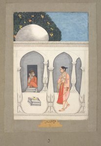ムハンマド・ファキルッラー・ハーン サイヴァ派の祠を訪れる女性 1750年頃 紙にグワッシュ 作： Muhammad Faqirullah Khan