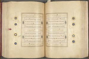 Fol 137 verso 183 recto、Timurid Quran、1441（ink＆gold on paper）