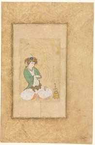 柳に着席した若者、1ページのイラスト、c。 1600-1650。