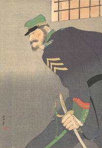 プリント、[剣を持った兵士]、ca. 1906年。 作： Munakata